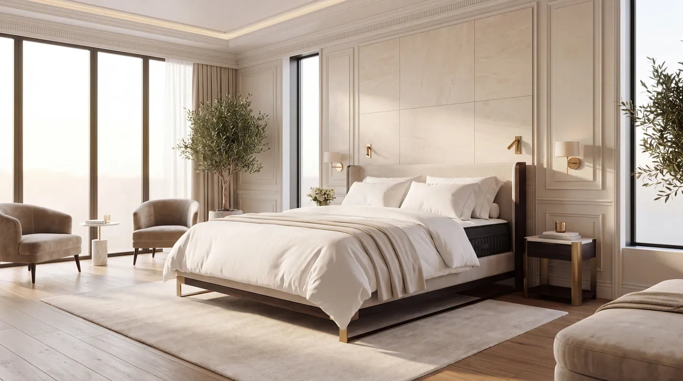 Onni London+ mattress in a bedroom