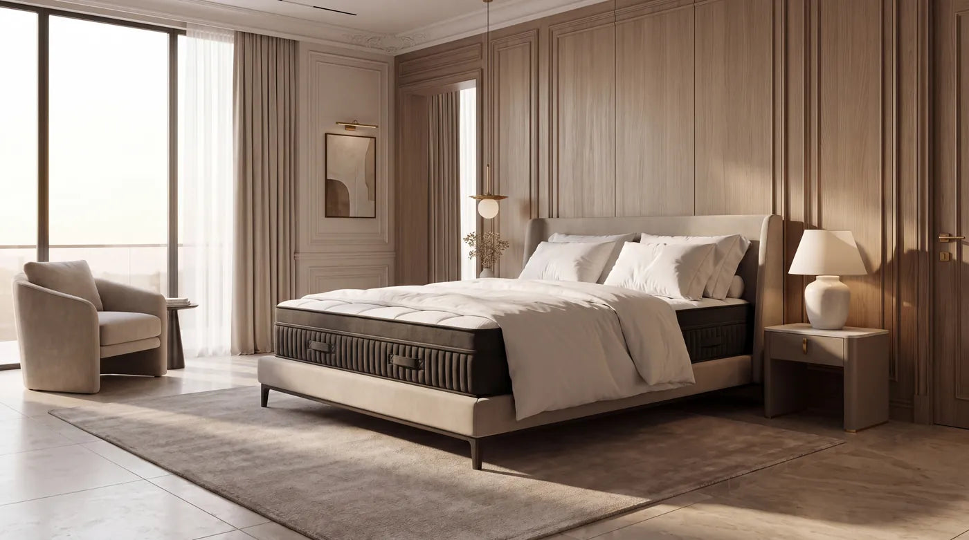 Onni London+ mattress in a hotel suite